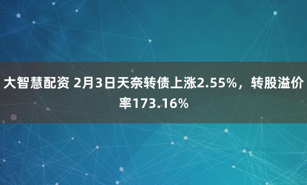 大智慧配资 2月3日天奈转债上涨2.55%，转股溢价率173.16%